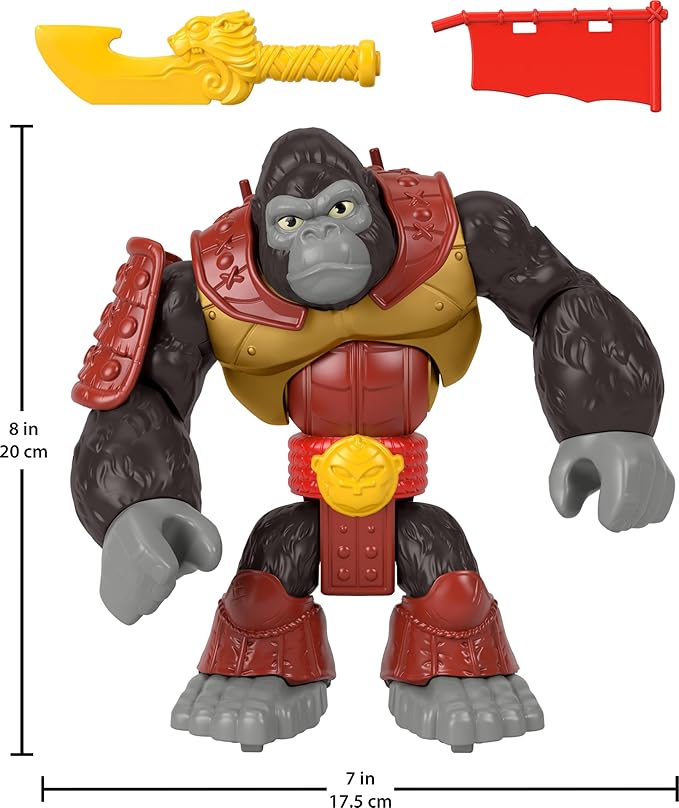 Fisher-Price Imaginext Preschool Toy Silverback Gorilla Smash 8-in Figure with Punching Action & Accessories for Pretend Play Ages 3+ Years