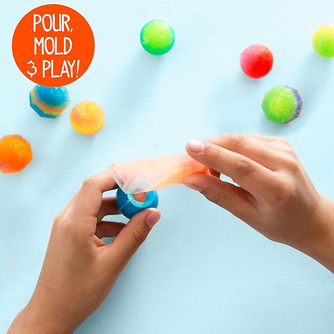Made By Me Glow The Dark Powerballs by Horizon Group USA, DIY STEM Kit. Make 18 Bouncy Crystal Power Balls, Molds and Instructions Included,Multicolored