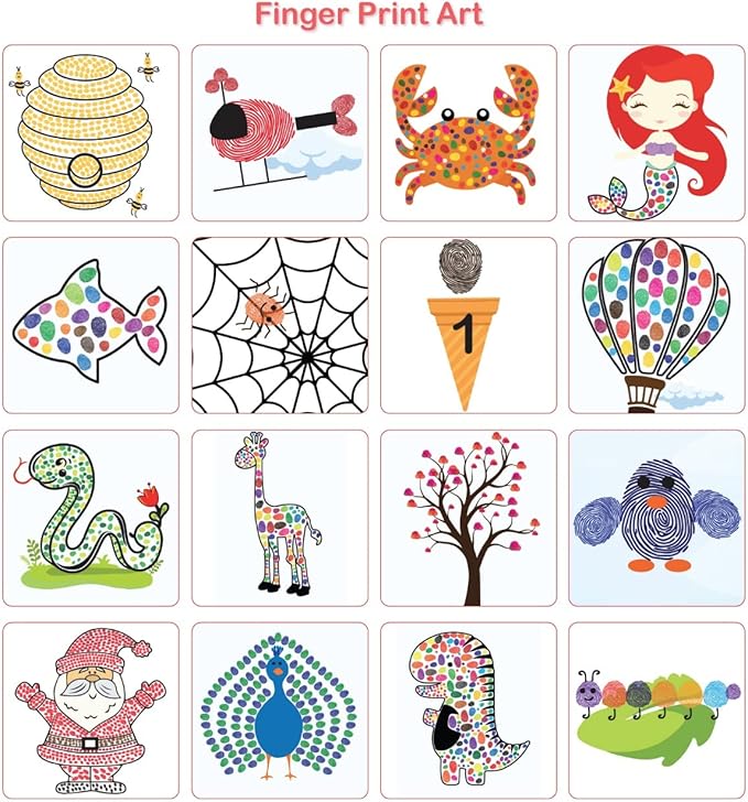 ButterflyEdufields 6in1 Stencils for Kids Drawing – 60pcs Art Supplies kit for Girls & Boys with 50+ Free Hand Drawing Challenges, Dinosaur Super Heroes Stencils, Finger Painting, Sponge Art