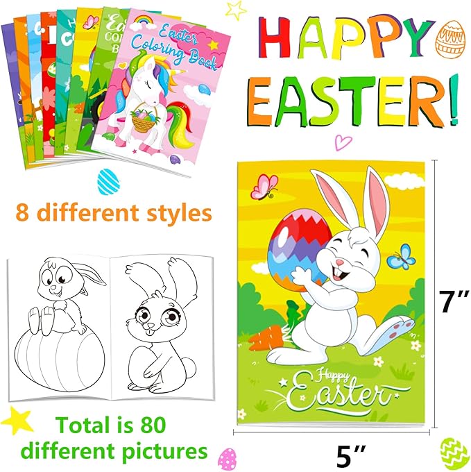 Easter Day Coloring Books For Kids Ages 2-4,4-8,Kids Indoor Activities at Home Party Favors Supplies 32 Pack
