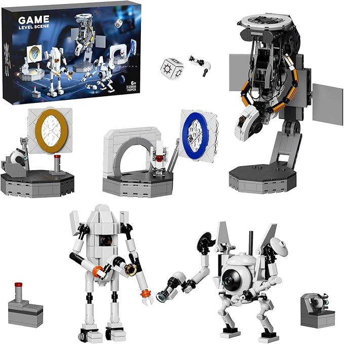 Portal Building Block Set, Awesome Glados Science Action Figure Model Toy, Atlas and P-Body Testing Supervisor Robot Construction Playset Birthday for Kids Fans(705 PCS)
