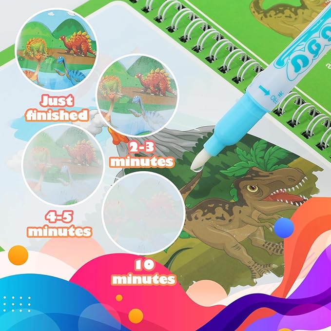 5 Pack Reusable Water Coloring Books for Toddlers, Water Doodle Book Toys, Paint with Water Books,Mess-Free Coloring Book, Portable Educational Doodle Drawing Toy, Educational Learning Kits Gifts