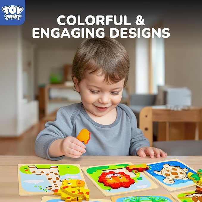 TOY Life Wooden Toddler Puzzles for 1-3, Montessori Toys for 1 2 3 Year Old, Animals Puzzles for Toddlers 2-4, Kids Wood Puzzle Educational Toy for Baby 12-19, Best Learning Toy Gifts for Boys Girls