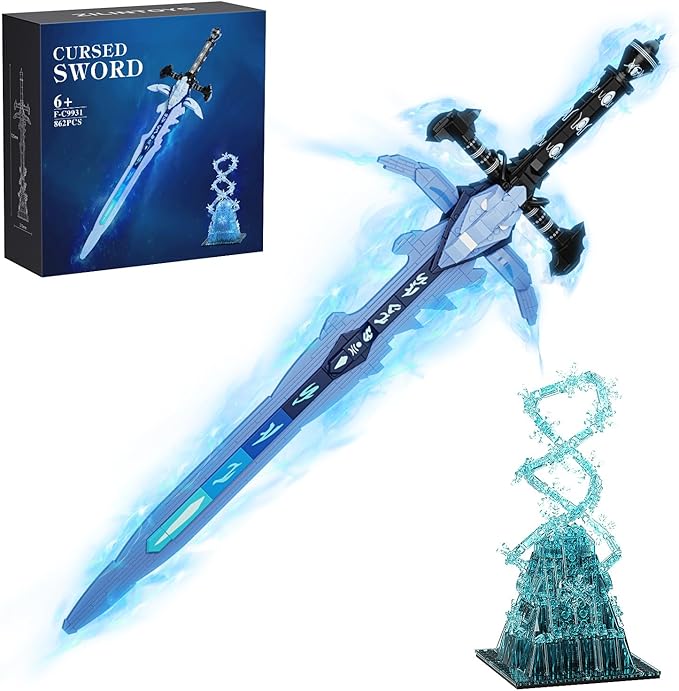 Frostmourne Sword Building Set with The Frozen Display Stand, 28″ Lich King Sword Building Blocks Toy Compatible with Lego for Adults Boys 6+, Gift for Game Fans Collectible Decoration (862PCS)