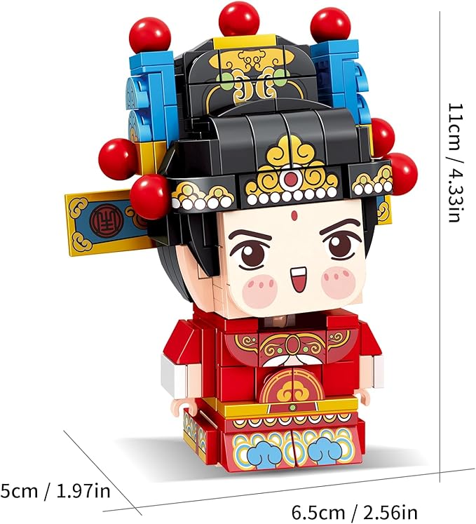 Chinese Traditional Opera Character Bricks, Wensheng DIY Building Blocks Model MOC Construction Toy Chinese Opera Style Puzzle China Chic 220PCS 96002 6+