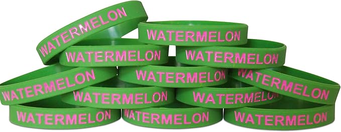 Novel Merk Watermelon Green Party Favor & School Carnival Prize Silicone Rubber Band Wristband Bracelet (12 pieces)