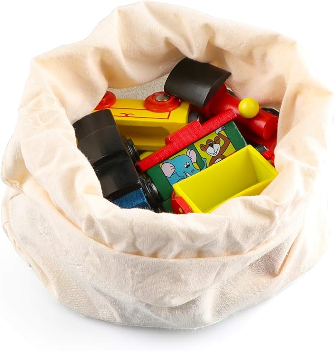 Wondertoys Wooden Train Cars 12 PCS Magnetic Train Sets Includes 3 Engines and Storage Bag - Wooden Train Set for Toddlers Compatible with Major Brands Train Set Tracks - Trains for Train Table