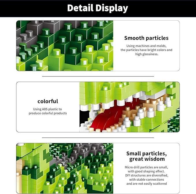 Dinosaur Tyrannosaurus Rex Building Blocks Velociraptor Model Decor Micro Mini Blocks Toy Birthday for Age 6+ Children Adults Teens 1457 Pieces