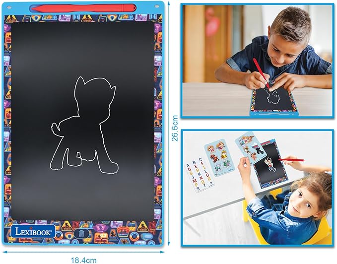 Lexibook, Paw Patrol Magic Slate, Art and Craft Toy for Girls and Boys, A4 Size with Multicolored Drawings, Blue/red, CRT10PA