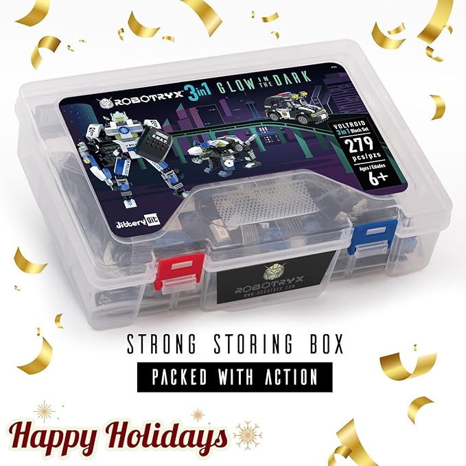 JITTERYGIT Robot Police Mech Glow in The Dark Toy Cop Gift, SWAT Action Figure Buildable STEM Building Superheroes Soldier - Cool Present for Boys, Girls, Kids, Children Ages 6 7 8 9 10 Year Olds