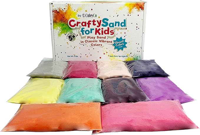 CuteyCo Crafty Sand for Kids - 10 Colors: 3 lbs of Vibrant Craft Sand & Play Sand - Girls