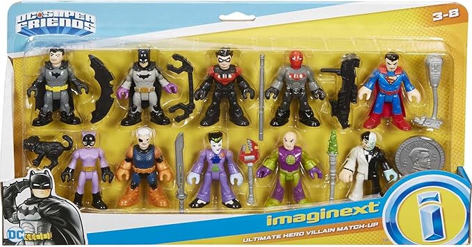 Fisher-Price Imaginext DC Super Friends Batman Toys, Ultimate Hero Villain Match-Up, 10 Figures & 10 Accessories for Pretend Play Kids Ages 3+ Years (Amazon Exclusive)