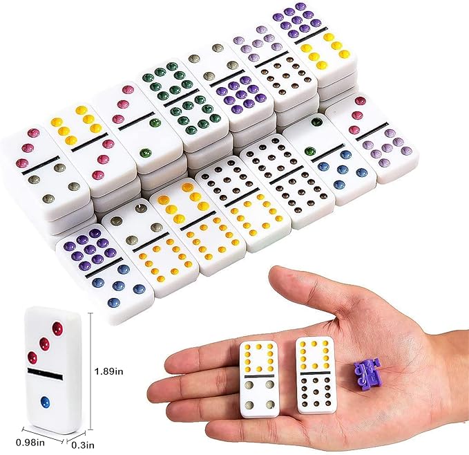 Yinlo Mexican Train Domino Set with Sound Effect, Dominoes Set for Travel, 91 Tiles Double 12 Colored Dominoes Travel Game Set with Aluminum Case