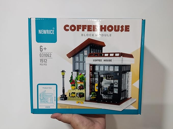 Cafe House Architecture Building Set with LED Light,City Coffee House Model Kit,Building Blocks Toy for 15+ Age Teen,Adult (1512 Pieces)