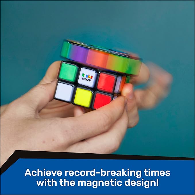 Rubik’s Cube, 3x3 Magnetic Speed Cube, Super Fast Problem-Solving Challenging Puzzle Fidget Toy Travel Game Brain Teaser for Adults & Kids Ages 8+