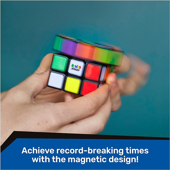 Rubik’s Cube, 3x3 Magnetic Speed Cube, Super Fast Problem-Solving Challenging Puzzle Fidget Toy Travel Game Brain Teaser for Adults & Kids Ages 8+