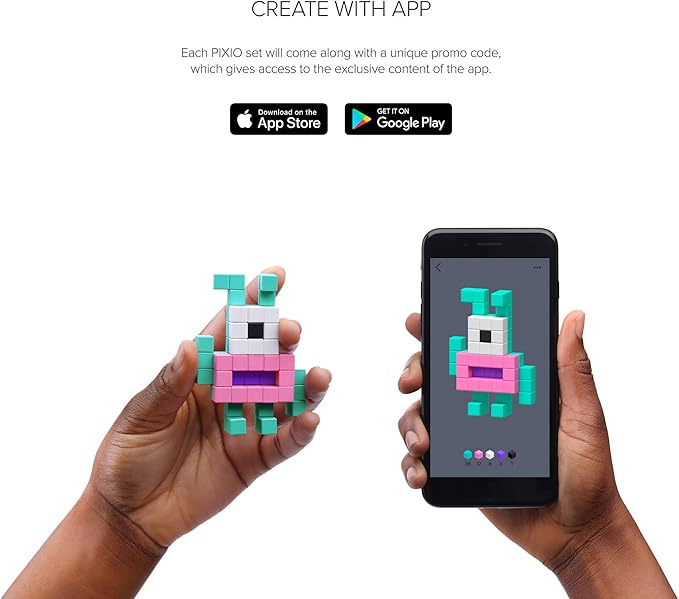 PIXIO Mini Monster Crabb Story Series 21 Magnetic Blocks Stress Relief Construction Toy, Building Blocks in 8-bit Pixel Art, Creativity for Kids, Fidget Toy