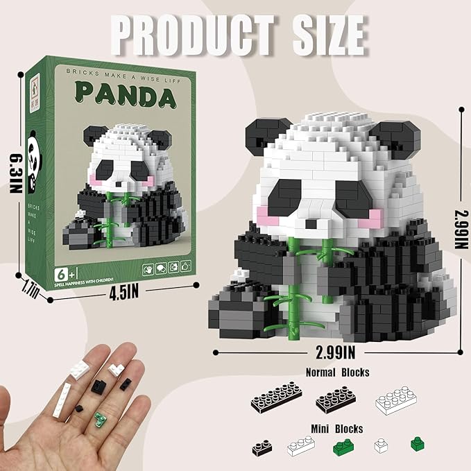Mini Building Blocks- Bamboo Panda, Party Favors- Micro Blocks Panda Toy for Kids 6 7 8 9 10+, Mini Blocks Building Sets for Adults, Easter/Birthday for Boys and Girls(504PCS)