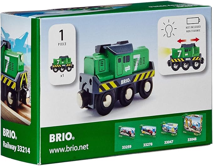 BRIO World 33214 - Freight Battery Engine - Engaging Wooden Toy Train Set for Kids Age 3 and Up | Battery Powered | Interactive Play | Ideal