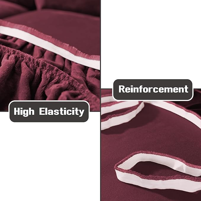 NORTHERN BROTHERS Stretchy Recliner Chair Covers, Velvet Recliner Covers, Lazy Boy Chair Cover (Wine Red, loveseat)