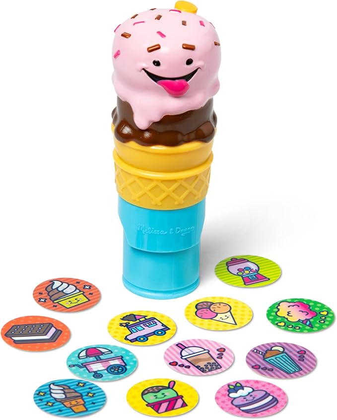 Melissa & Doug Sticker Wow!™ Ice Cream Bundle: 24-Page Activity Pad, Sticker Stamper, Mini Activity Pad, 500 Stickers, Arts and Crafts Fidget Toy Collectible Character