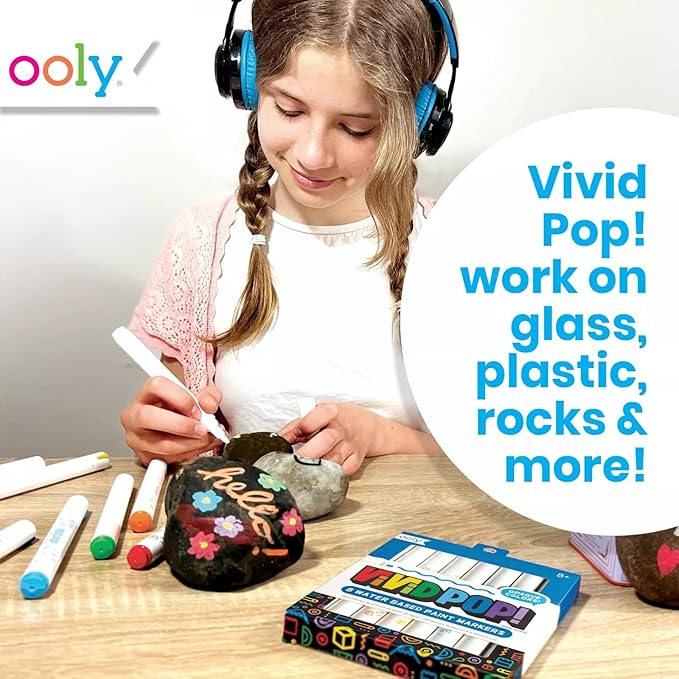 Ooly Shrink-Its DIY Shrinking Art BFF Bracelets & Vivid Pop Marker Kit, 20 Pre Cut Shrinking Charms & 4 Cords, 8 Water Based Paint Markers for Kids in Classic Colors