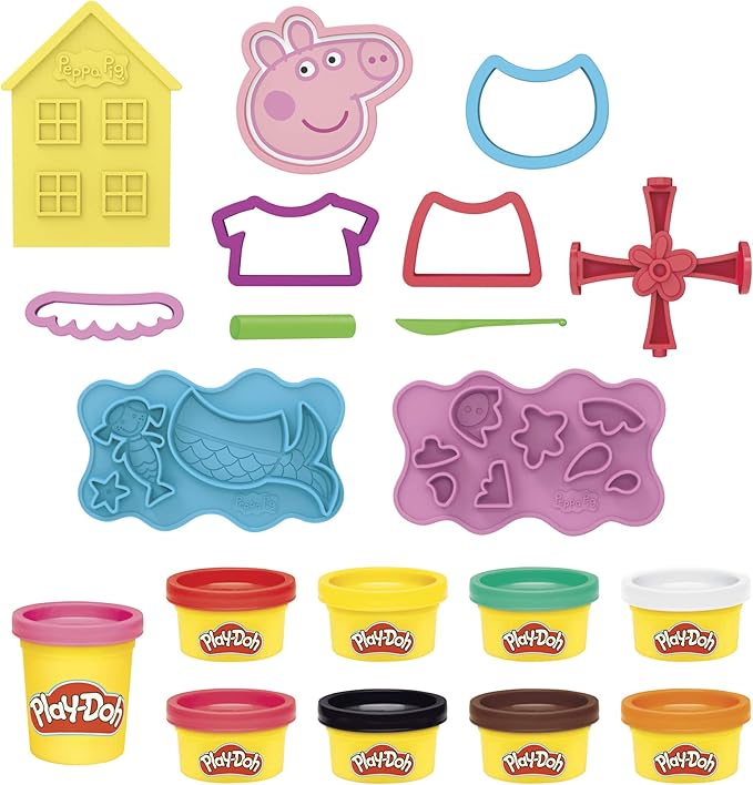 Play-Doh Peppa Pig Stylin' Set, Peppa Pig Playset with 9 Cans and 11 Tools, Peppa Pig Toys for 3 Year Old Girls and Boys and Up