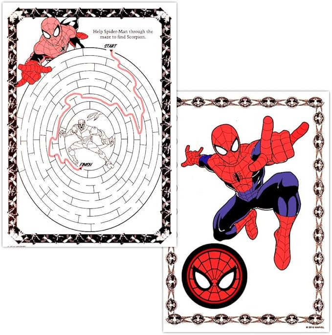 Marvel Spiderman Coloring Book Bundle with Spiderman Stickers and Rex-Man Door Hanger