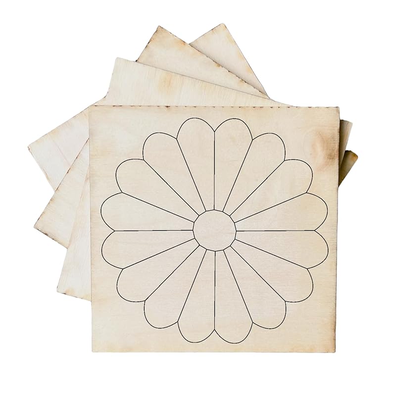 Set of 4 Mini Quilt Block Pattern, Wood Barn Star DIY Kits for Adults, Tiny Wall Hanging Do It Yourself Painting Craft Kit (Dresden)
