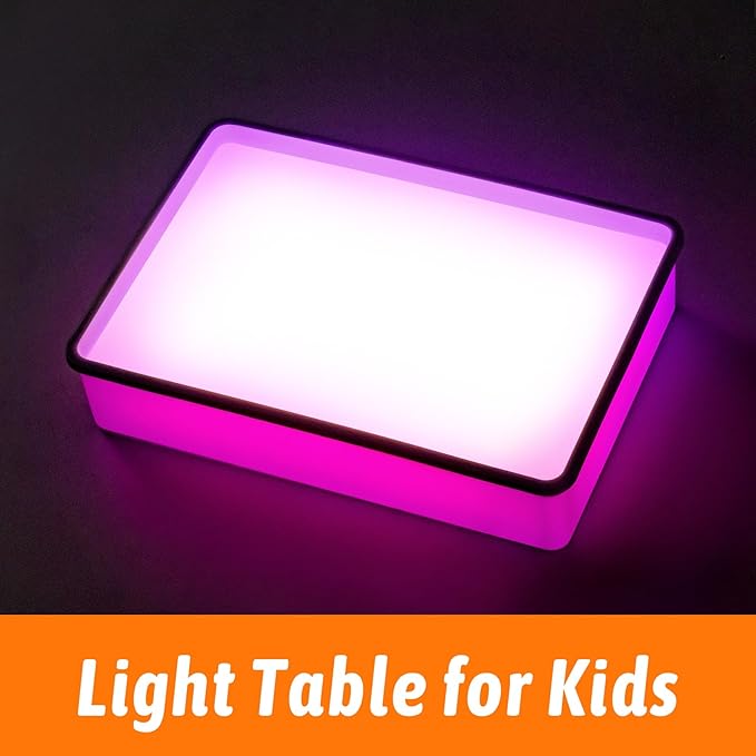 PreTrans Sand Painting Light Box – Kids’ Light Table for Creative Art, 3 Color Temperatures & 10 Brightness Levels, Classroom & Home Use - Purple
