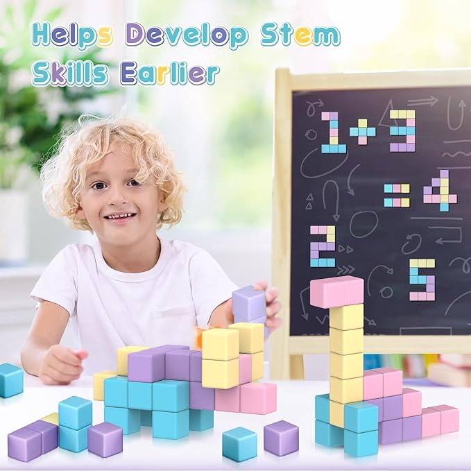 Magnetic Building Blocks Toys for Toddler Girls Boys Age 3-5 5-7 4-8 Macaron Magnetic Blocks Stem Sensory Toys, Preschool Learning Activities Birthday for 3 4 5 6 7 Year Old Boys Girls