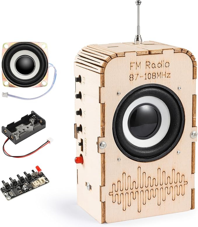WIZGSZ Science Kits for Kids Age 8-12 13-14, Stem Kits for Kids Age 8-10, Stem Toys for Boys and Girls Build Your Own FM Radio Toys, Wood Electronic Set Snap Circuits for Teens Top Projects Gifts