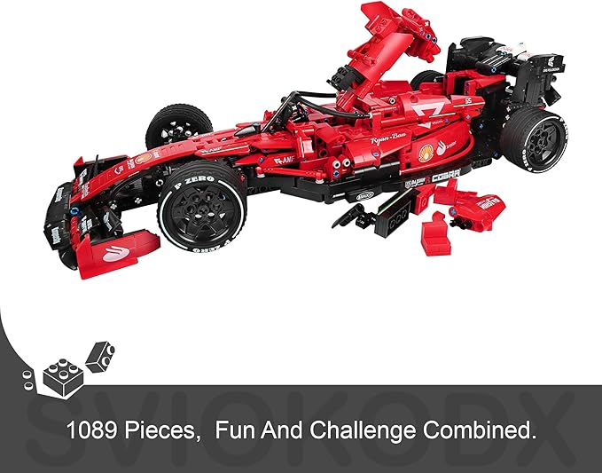 F1 Racing car technic Building Sets,Formula 1 Model Cars ，1：12 MOC Sports car Building Blocks,Collectible Kits for Kids 8+ and Adults (red)(1392 Pieces Bricks)