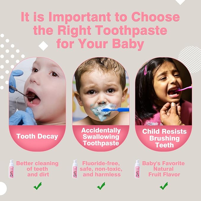 NOHOO Kids Foam Toothpaste with Fruit Flavor,Fluoride Free Natural Formul, Foam Toothpaste for Electric Toothbrush,Suitable for Toddler's Oral Cleaning and Cavity Prevention (2PCS Peach)
