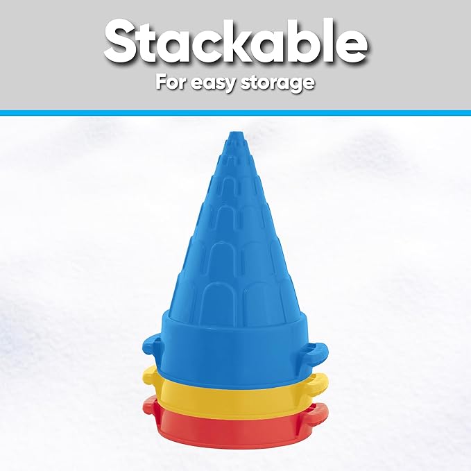 Superio Snow Brick Maker Igloo Fort Form Cone Shaper Outdoor Winter Snow Toys Sand Castle Building Kit for Adults and Kids Sandbox, Beach, Sand Toys (Red, 2)