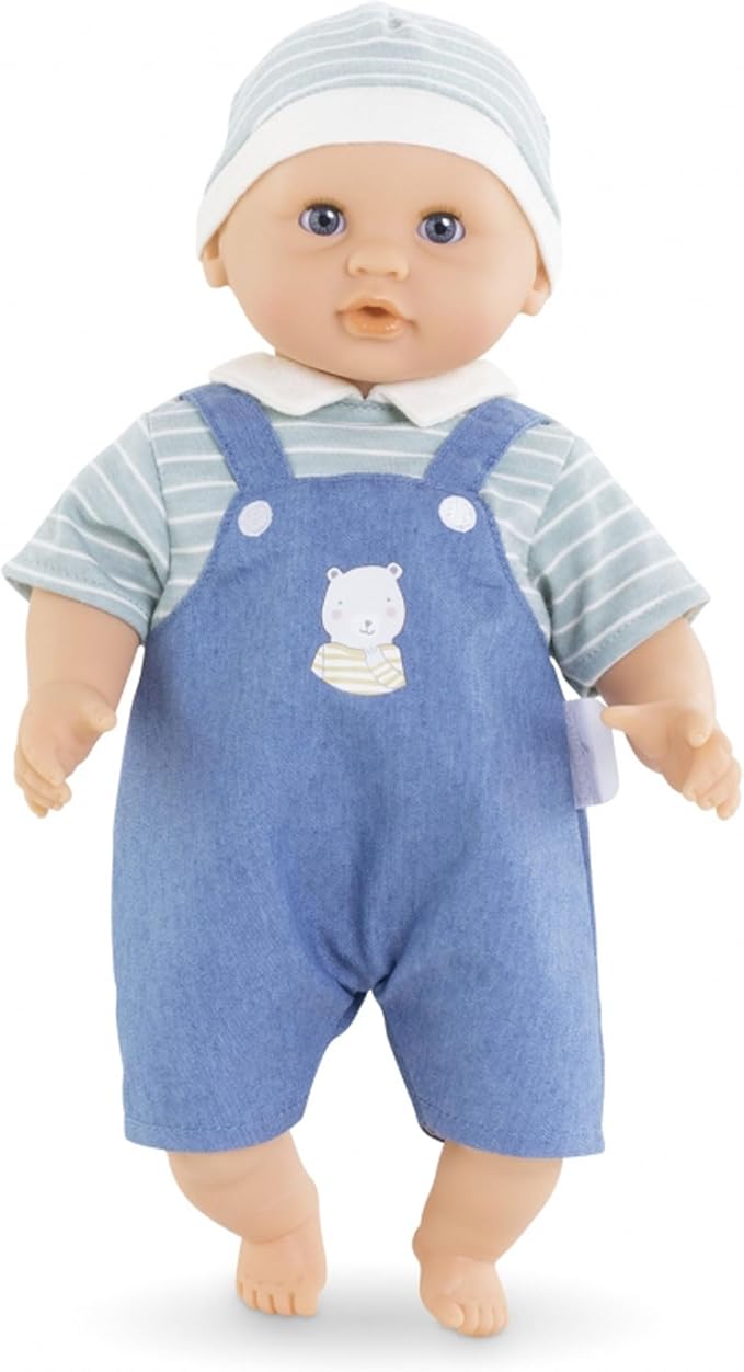 Corolle Bébé Calin Mael Boy Baby Doll - 12" Soft Body Doll with Blue Outfit, Sleeping Eyes That Open and Close, Vanilla Scented, Mon Premier Poupon Collection for Ages 18 Months and up