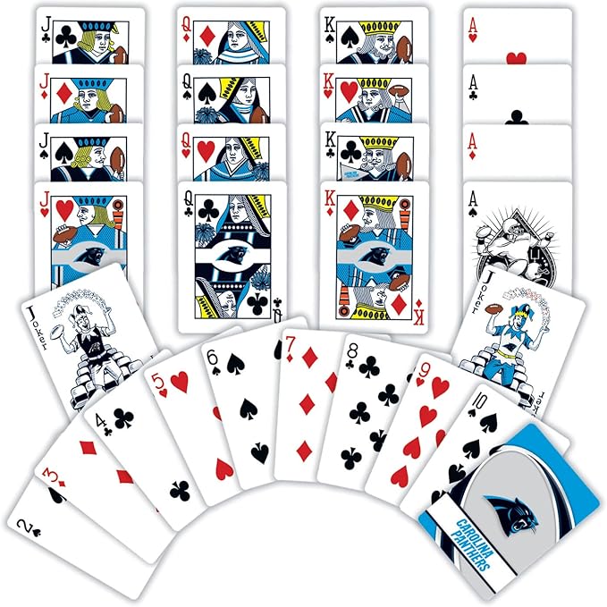 MasterPieces - NFL Playing Cards, Officially Licensed Carolina Panthers Football Deck, Family Games for Adults and Kids, Standard Index