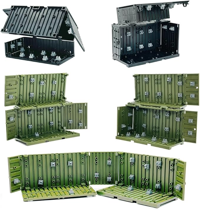 Building Bricks Military Big Box Toys Shipping Container for Mini Figures,Construction Building Block Toys for 6+ Years Old Boys Gifts Compatible with Major Brands Model Assembly Kit