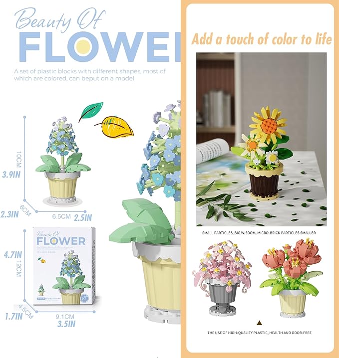 Lily Mini Flower Potted Bonsai Building Toy Blocks Particle Flower Botanical