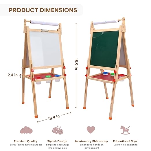 Childlike Behavior | Wooden Easel Stand - Sign Holder Stand - Poster Stands for Display - Painting Holder for Events and Decor - Adjustable and Portable Easel - Suitable for Wedding & Party Display