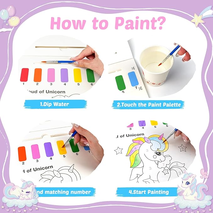 Watercolor Paint Books Set: 3 Pack Painting Books for Toddlers,Mess Free Coloring Book for 3 4 5 6 Years Old,Magic Book Art Craft Supplies for Christmas Travel Party Toy Gifts