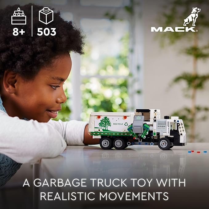 LEGO Technic Mack LR Electric Garbage Truck Toy, Buildable Kids Truck for Pretend Play, Great Gift for Boys, Girls and Kids Ages 8 and Up who Love Recycling Truck Toys and Vehicles, 42167