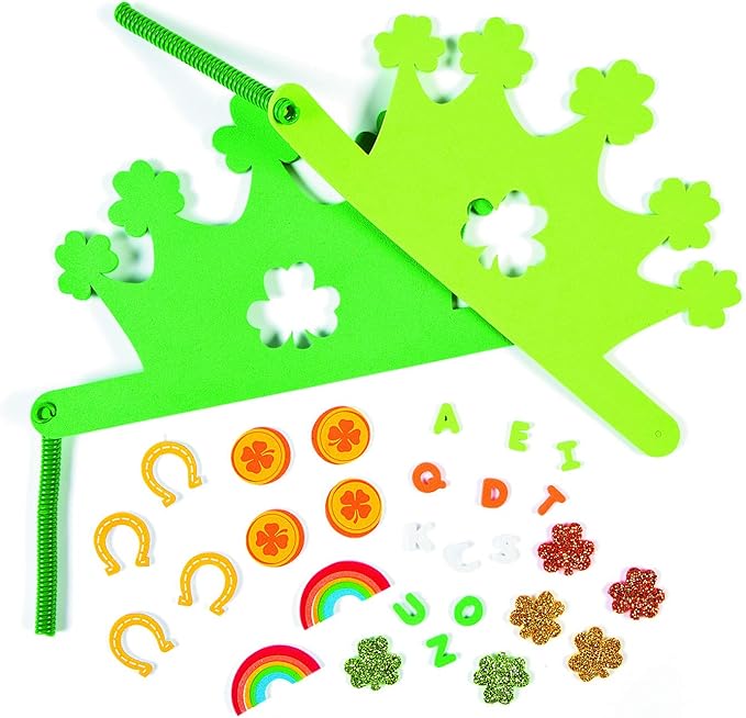 Do It Yourself Foam Shamrock Crown Kit - Makes 12 - Crafts for Kids and Fun Home Activities