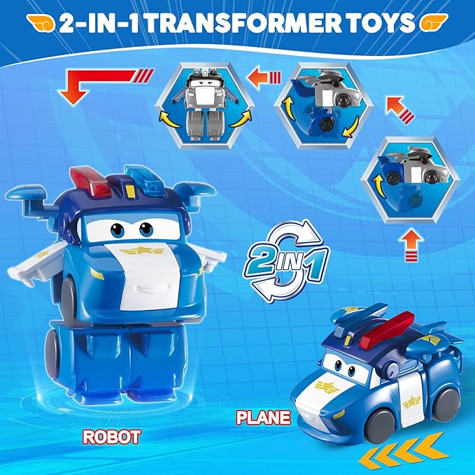 Super Wings Transformer Toys, 2 in Lucie Robot Transformer Action Figures, 2-in-1 Mode Robot Transformer Toys for Boys Girls 4-6 6-8, Fun Plane Toys for Boys Toddlers Kids Age 3 4 5 6 7 8