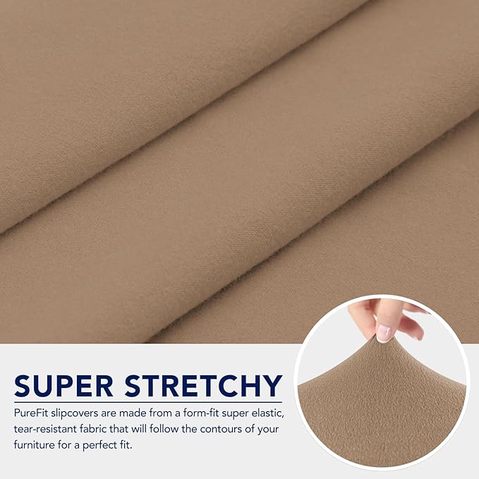PureFit 100% Dual Waterproof Couch Cover Slipcovers for Couches and Sofas - Stretch Non Slip Fleece Sofa Covers Washable, Leakproof Furniture Protector for Kids, Pets, Dog (Futon, Camel)