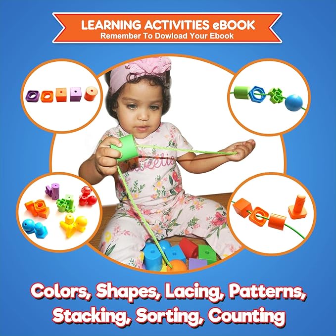 Kids Nuts and Bolts Set – Jumbo Matching Fine Motor Toy for Toddlers (12 pcs/Travel Backpack Included)… (Dog Backpack with Beads & Bolts)