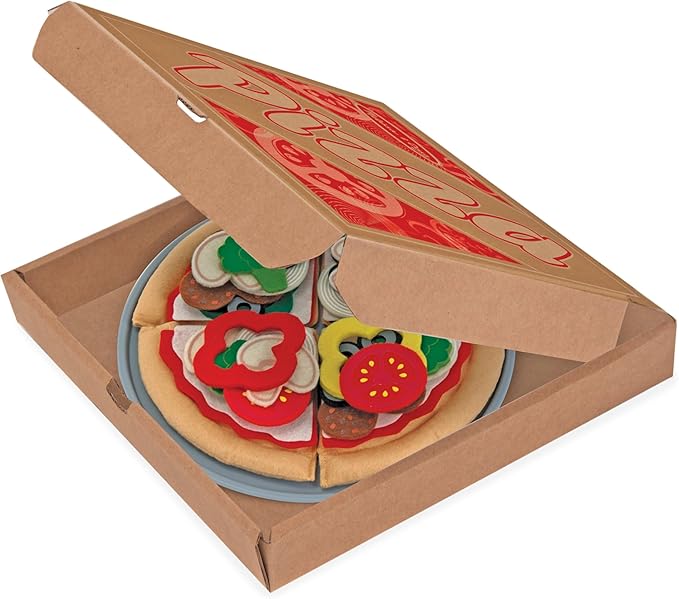 Melissa & Doug Felt Food Mix 'n Match Pizza Play Food Set (42 pcs) - Felt Pizza Play Set For Kids Kitchen, Pretend Play Pizza, Felt Pizza Toy For Toddlers And Kids Ages 2+