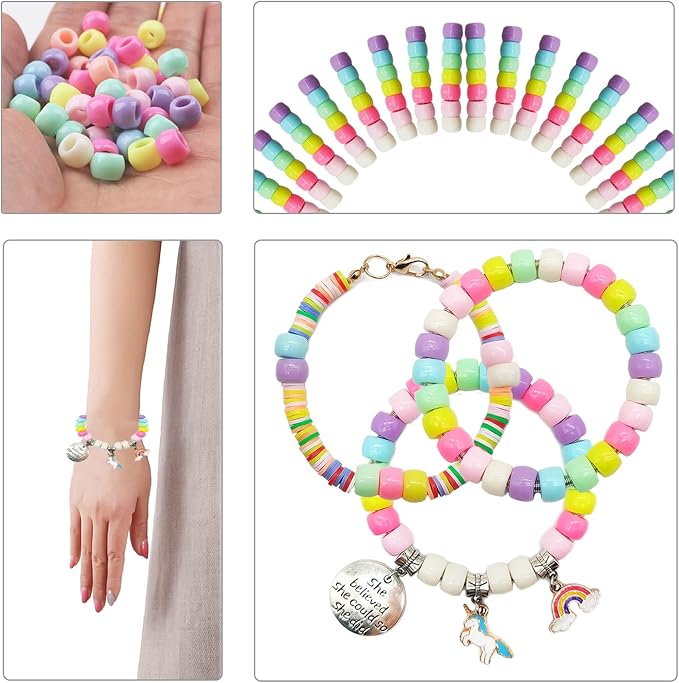 leitait Assorted Beads Bracelet Making Kit, 3000Pcs Flat Clay Beads Jewelry Making Kits, Christmas Birthday Gifts Toys for Girls Age 8-12
