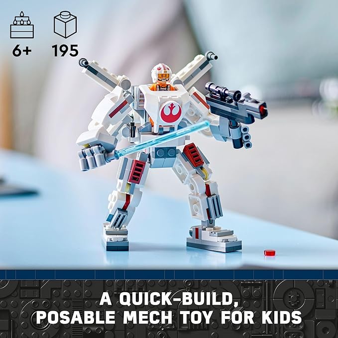 LEGO Star Wars Luke Skywalker X-Wing Mech, Buildable Star Wars Action Figure with Luke Skywalker Toy, Collectible Building Set for Kids, Creative Star Wars Gift for Boys and Girls Ages 6 and Up, 75390