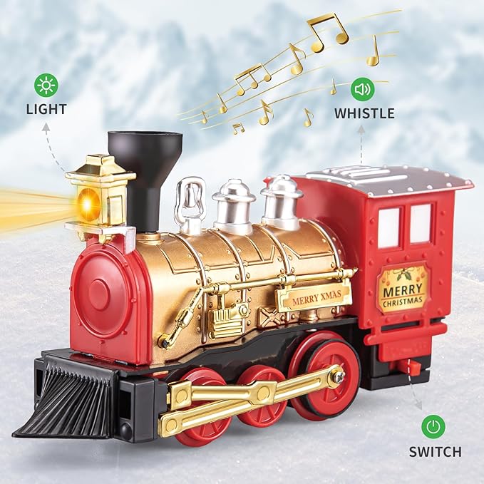 Train Toy for Toddler, Train Set Around for Christmas Tree, Electric Locomotive with Light & Sound, Tracks, Carriages, Ideal for Holiday Decoration, Gift for Boys Girls 3 Years Old & Up Kids Children